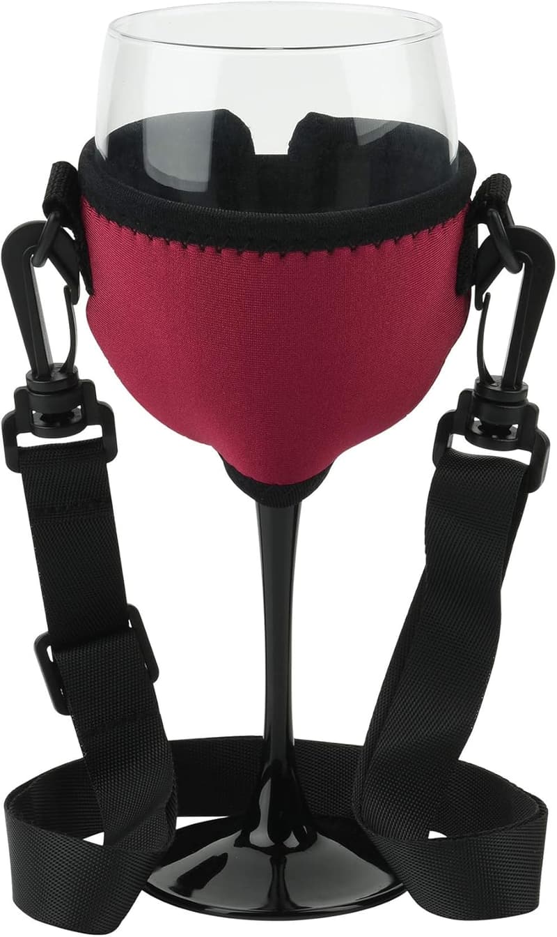 Wine Glass Insulator Neoprene Sleeve with Adjustable Strap
