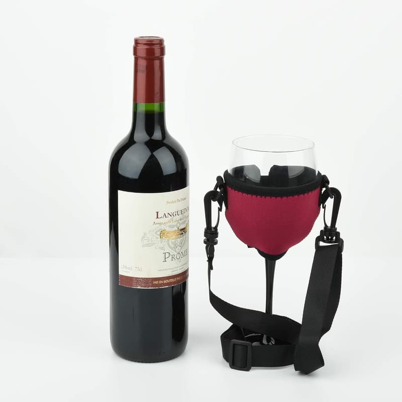 Wine Glass Insulator Neoprene Sleeve with Adjustable Strap