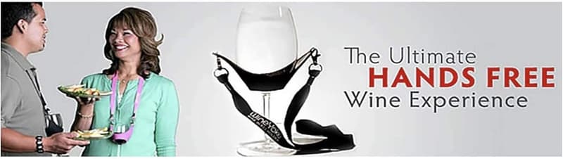 Hands-Free Wine Glass Holder Necklace - Set of 4 (Black)