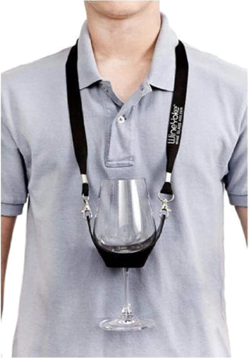 Hands-Free Wine Glass Holder Necklace - Set of 4 (Black)