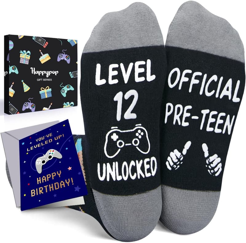 Birthday Socks for Kids (Ages 8-12) with Greeting Card