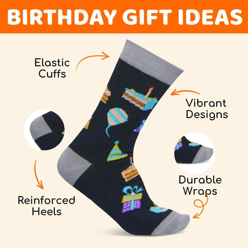 Birthday Socks for Kids (Ages 8-12) with Greeting Card