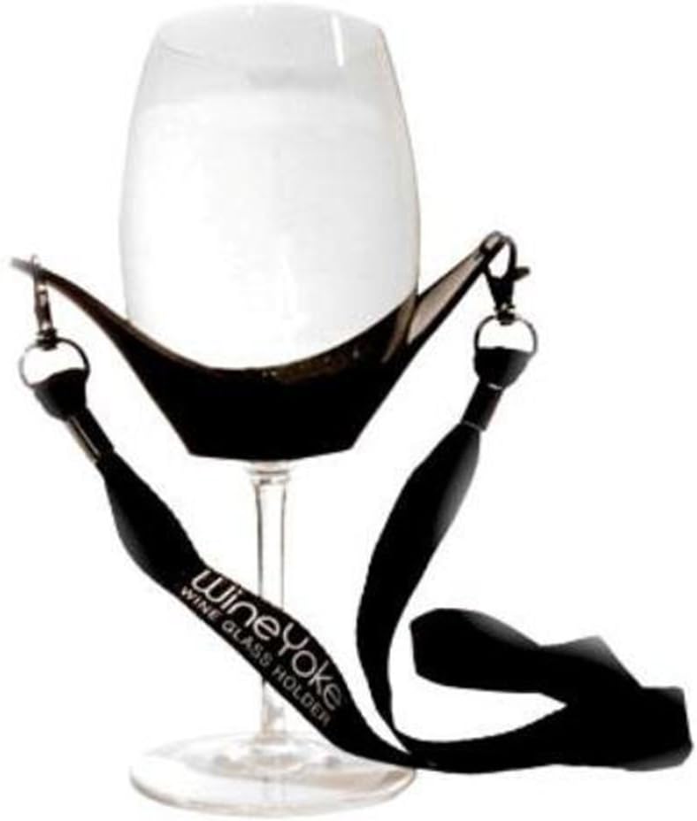 Adjustable Wine Glass Holder Necklace with Black Support Strap