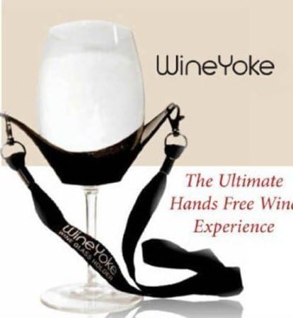 Adjustable Wine Glass Holder Necklace with Black Support Strap