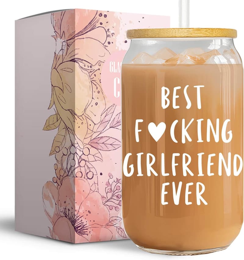 Birthday Gifts for Girlfriend - 16 Oz Glass Coffee Cup