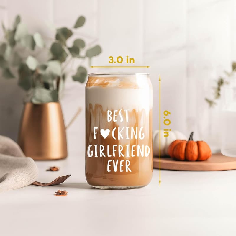 Birthday Gifts for Girlfriend - 16 Oz Glass Coffee Cup