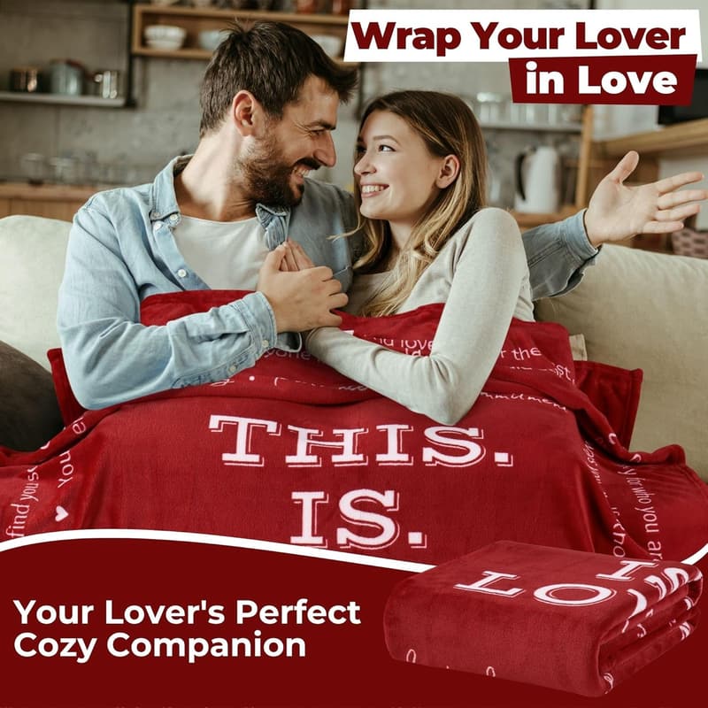 Romantic Love Blanket for Her – 65x50 Inches, Wine Red