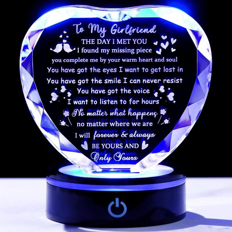 Romantic Crystal Gift with Light Base for Girlfriend