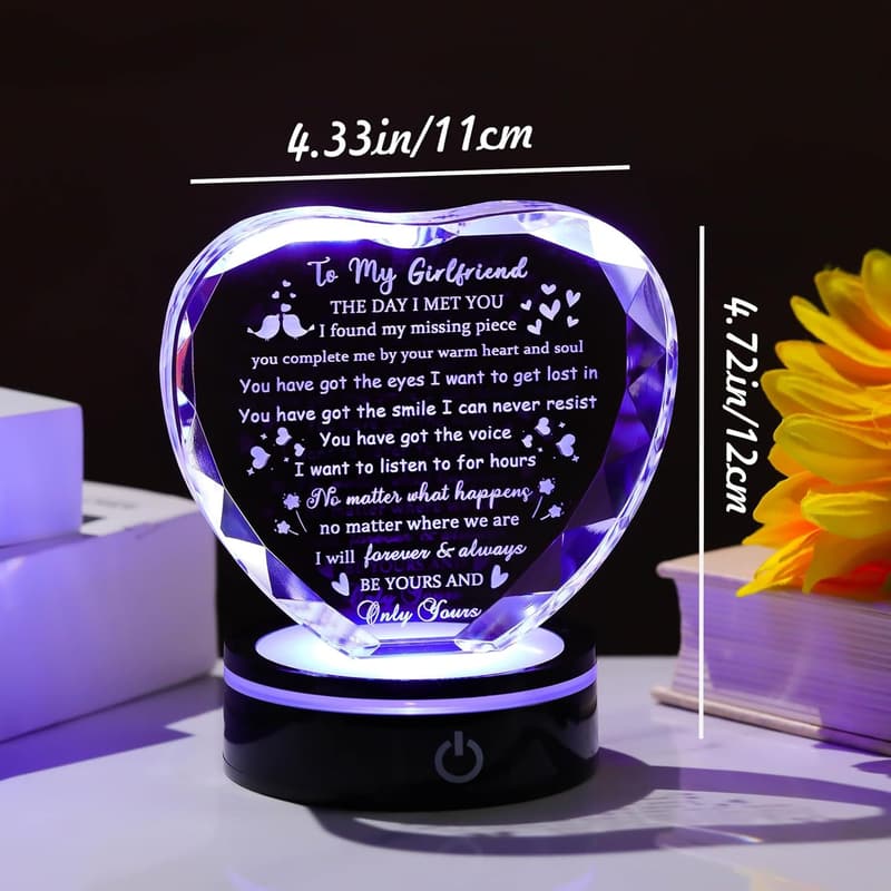 Romantic Crystal Gift with Light Base for Girlfriend