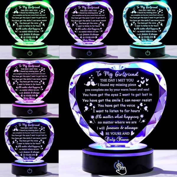 Romantic Crystal Gift with Light Base for Girlfriend