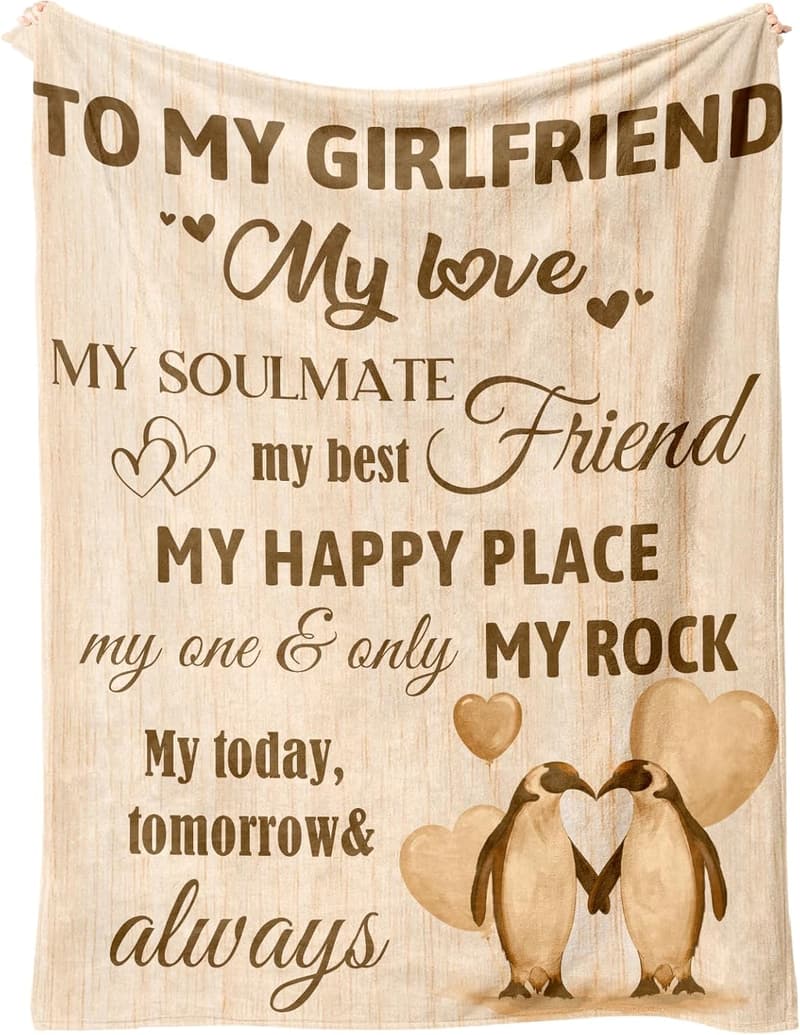 Girlfriend Birthday Anniversary Blanket Gift - Romantic Cozy Throw