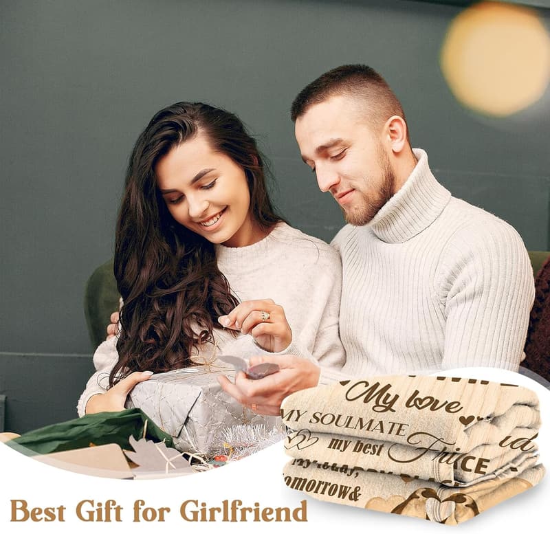 Girlfriend Birthday Anniversary Blanket Gift - Romantic Cozy Throw