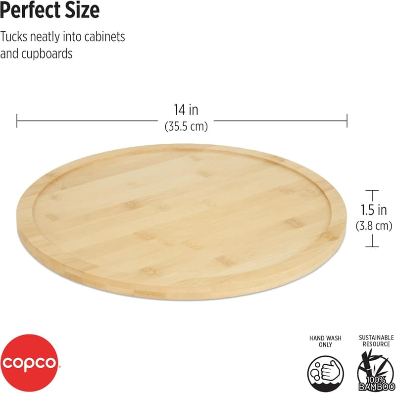 14-Inch Bamboo Lazy Susan for Cabinets and Charcuterie