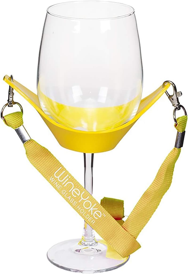 Hands-Free Wine Glass Holder Necklace Set of 4 - Red/Pink/Burgundy/Yellow