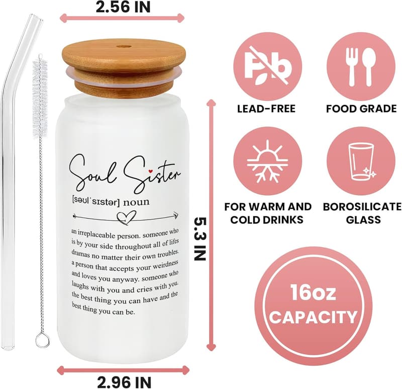 Friendship Gifts: 16 Oz Can Glass for Women Friends