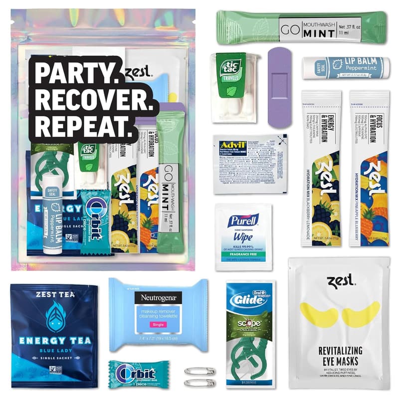 Hangover Kit - 17-Piece Premium Supplies for Weddings & Parties