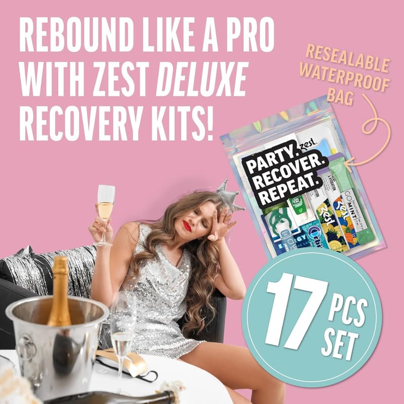 Hangover Kit - 17-Piece Premium Supplies for Weddings & Parties