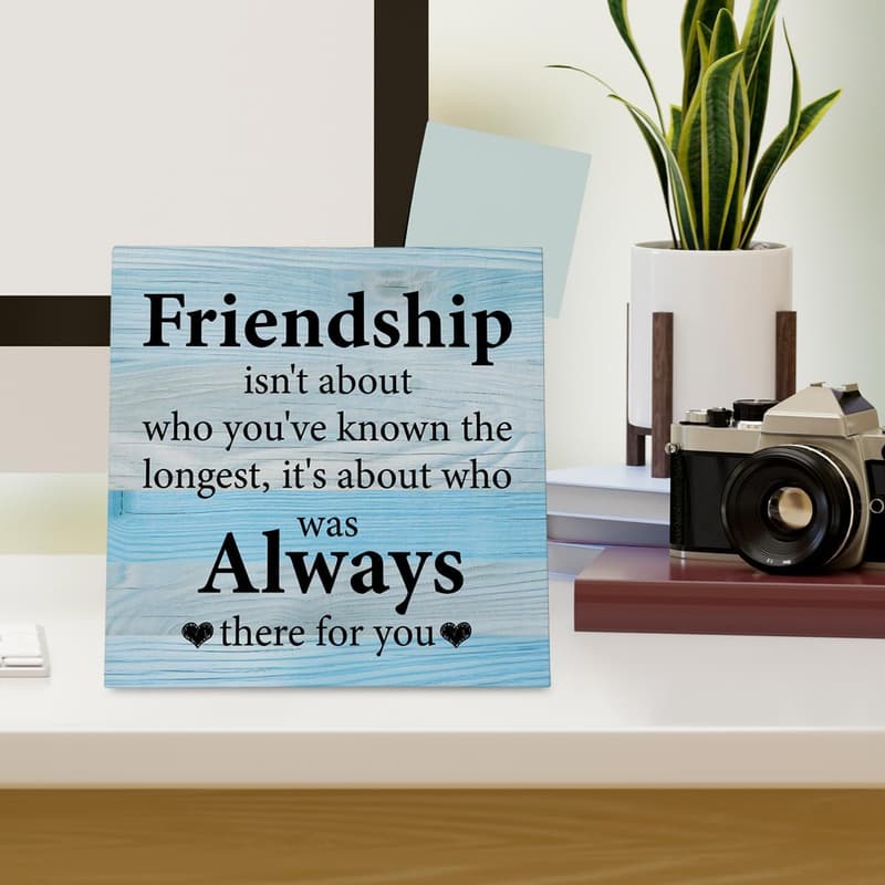Friendship Quotes Rustic Wood Plaque - Moving Away Gift for Friends