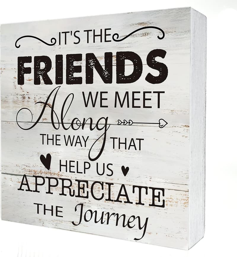 Rustic Wooden Box Sign for Friendship Home Decor (5x5 Inch)