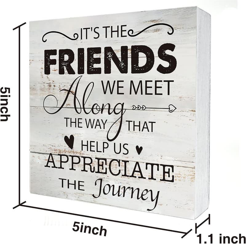 Rustic Wooden Box Sign for Friendship Home Decor (5x5 Inch)