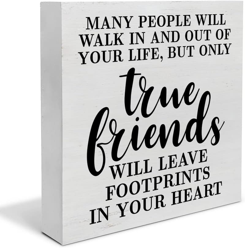 Friends Wood Box Sign – Rustic Desk Decor for Graduation & Birthdays