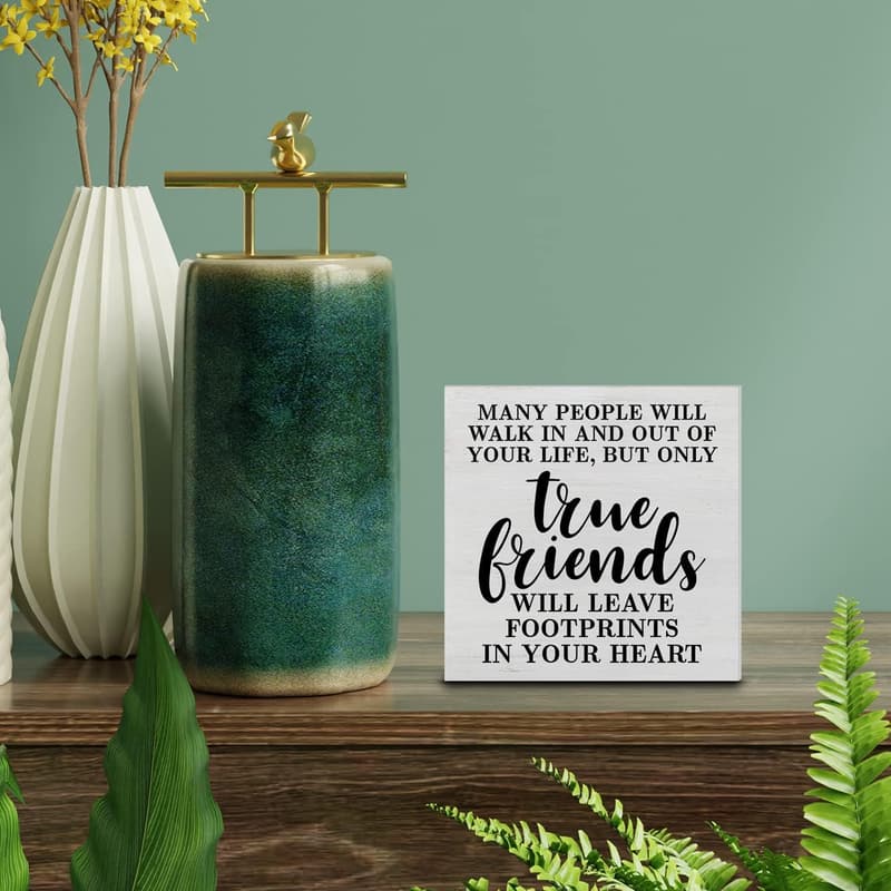 Friends Wood Box Sign – Rustic Desk Decor for Graduation & Birthdays