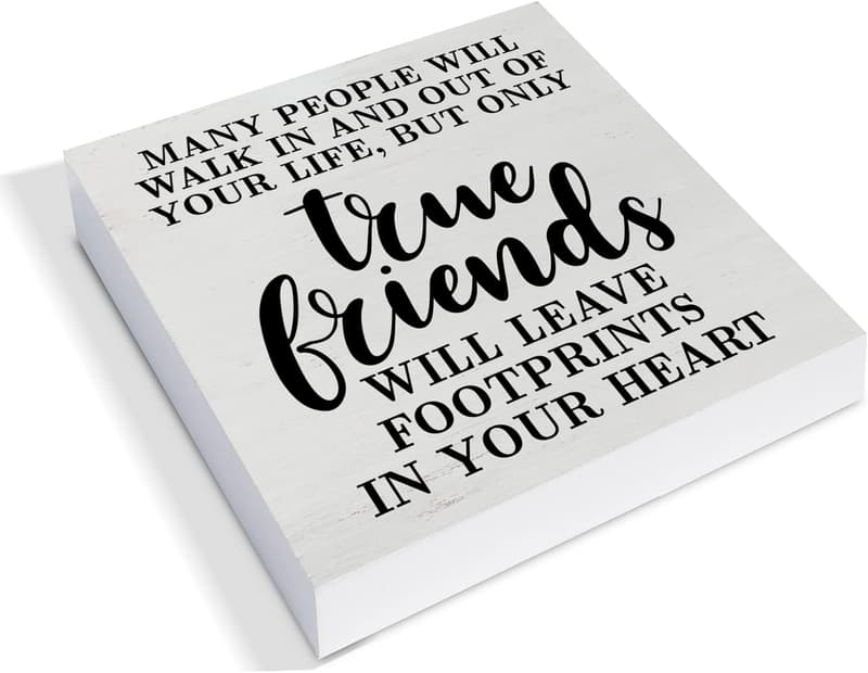 Friends Wood Box Sign – Rustic Desk Decor for Graduation & Birthdays