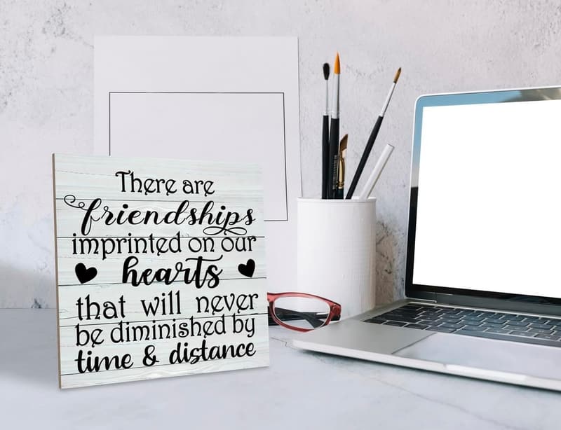 Friendship Wood Sign with Heartfelt Quote for Best Friends