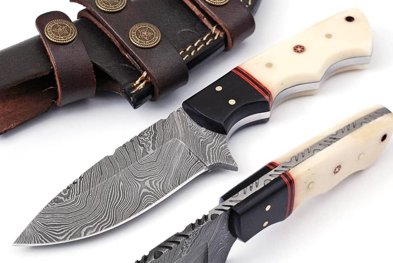 Custom Handmade Damascus Steel Hunting Knife with Sheath
