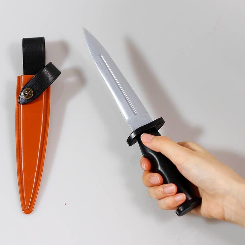 Rubber Dagger Prop Knife with Brown Scabbard, 10 Inch