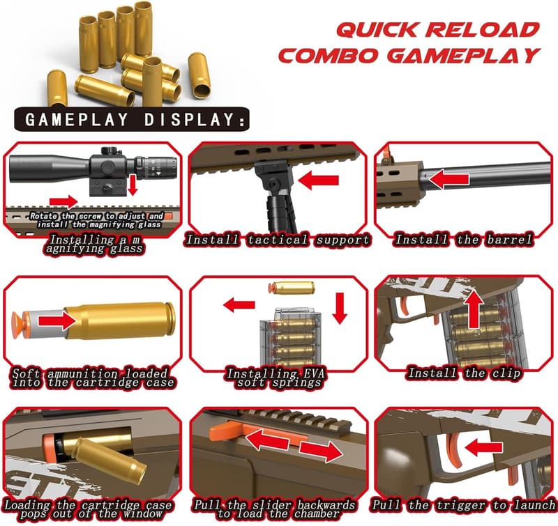 Realistic Soft Bullet Sniper Rifle Foam Blaster for Ages 8+