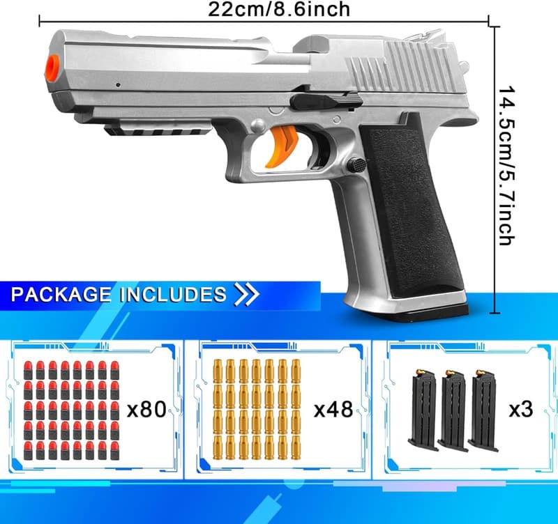 EVA Foam Bullet Toy Gun for Kids - Shell Ejecting Fun