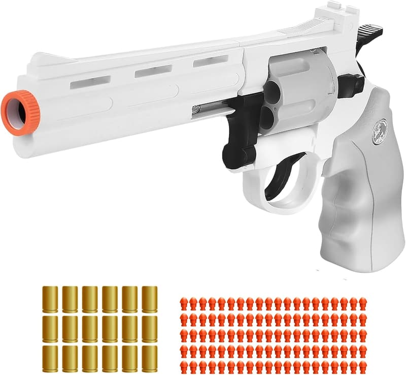Revolver Toy Gun with 100 Soft Bullets - Gift for Kids 8+
