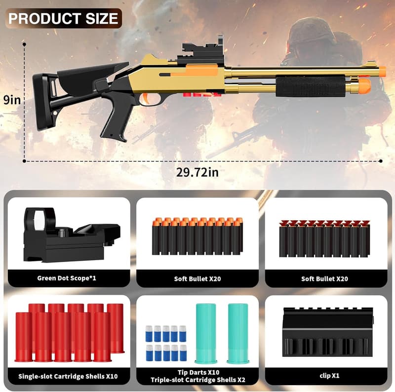 Foam Dart Blaster Shotgun Toy with Scope for Kids