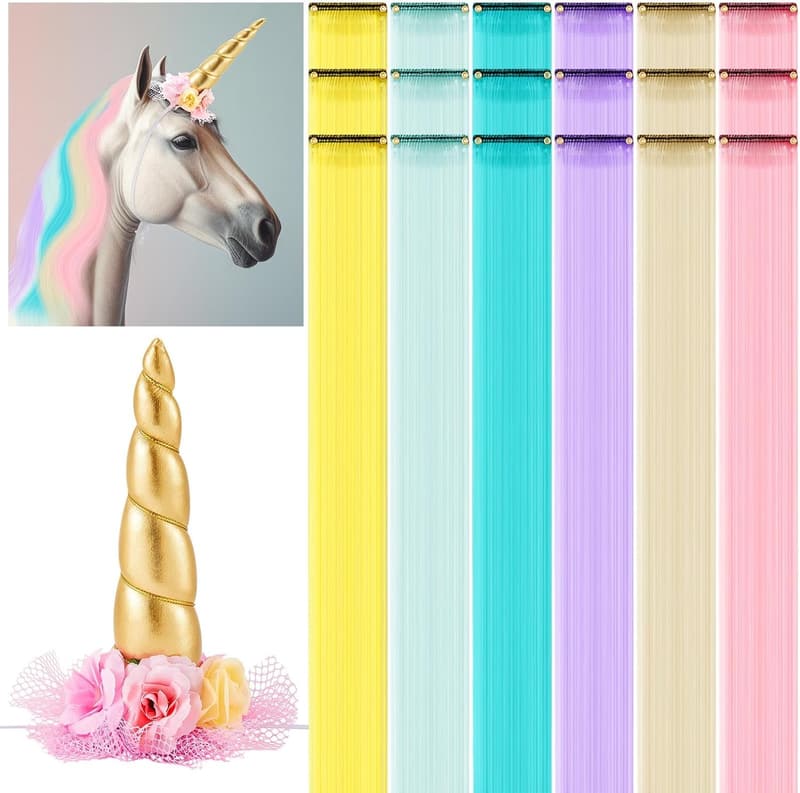 Derby Day Horse Costume Set with Unicorn Horn & 18 Hair Extensions