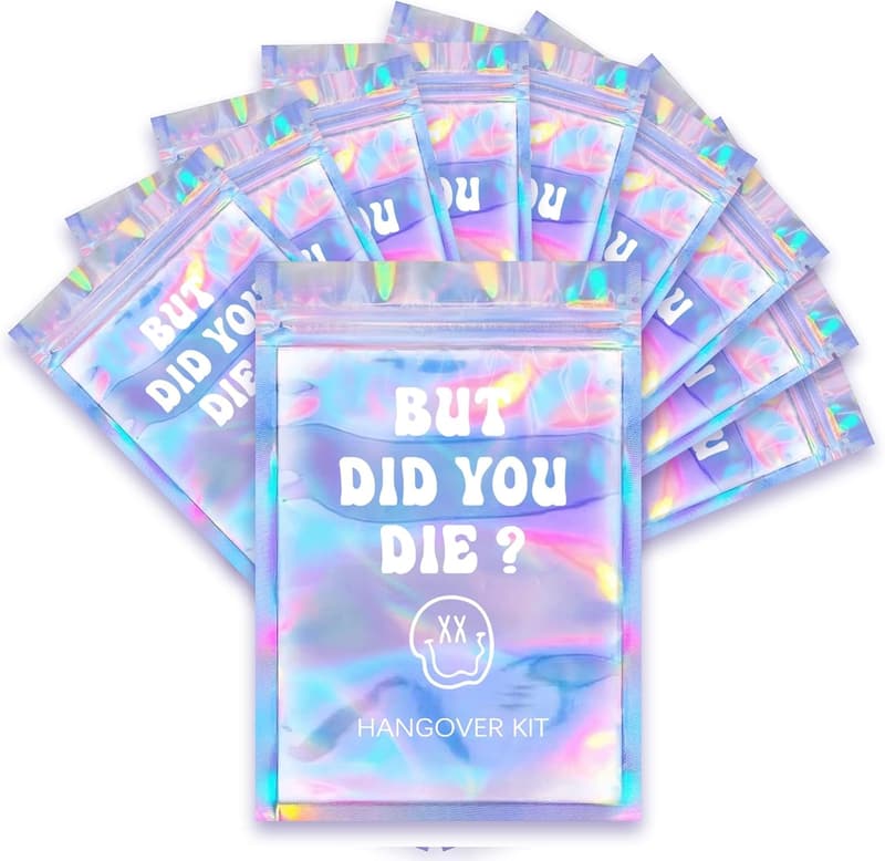 Bachelorette Party Hangover Kit - 10 Holographic Ziplock Bags