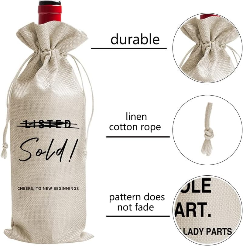 Housewarming Burlap Wine Bags - Set of 2 Decor