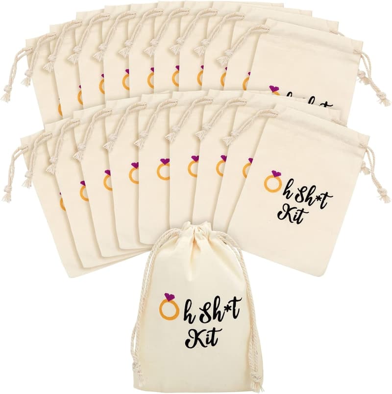 Bachelorette Party Drawstring Hangover Kit - 20 Cotton Bags