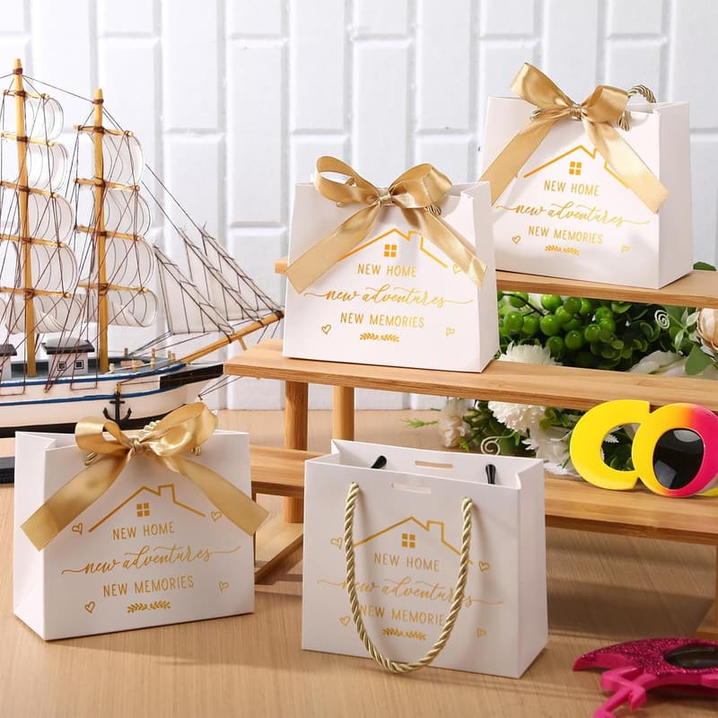 Housewarming Gift Bags - 25 Pcs with Golden Ribbons