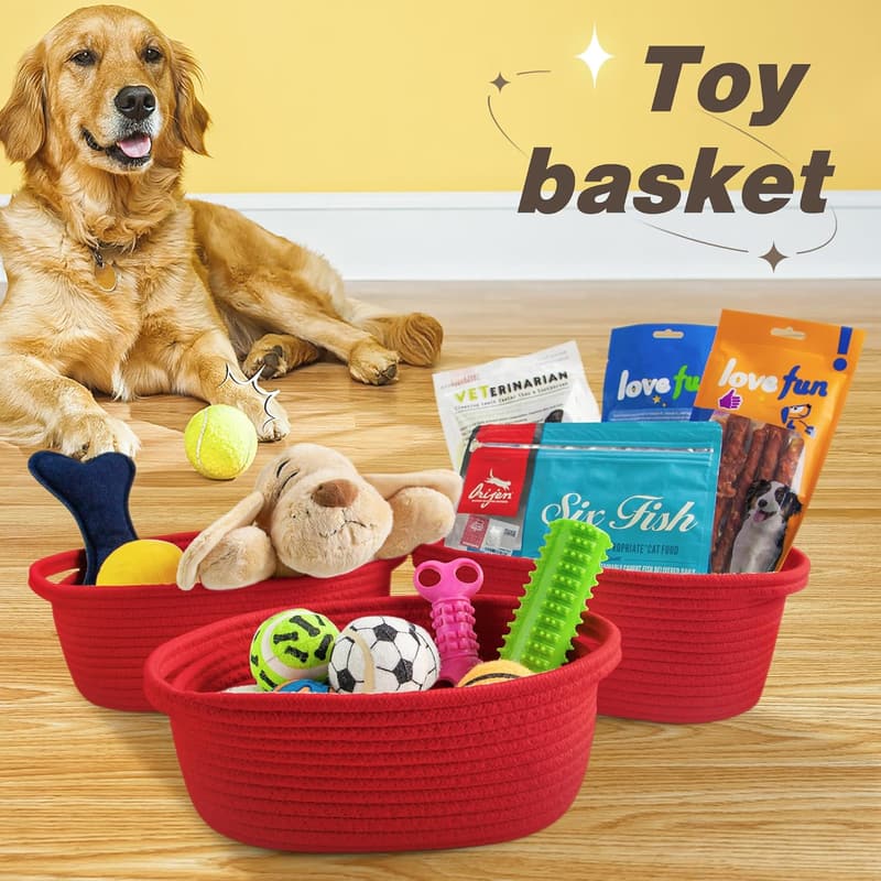 Red Baby Toy Storage Basket with Gift Bags and Ribbons