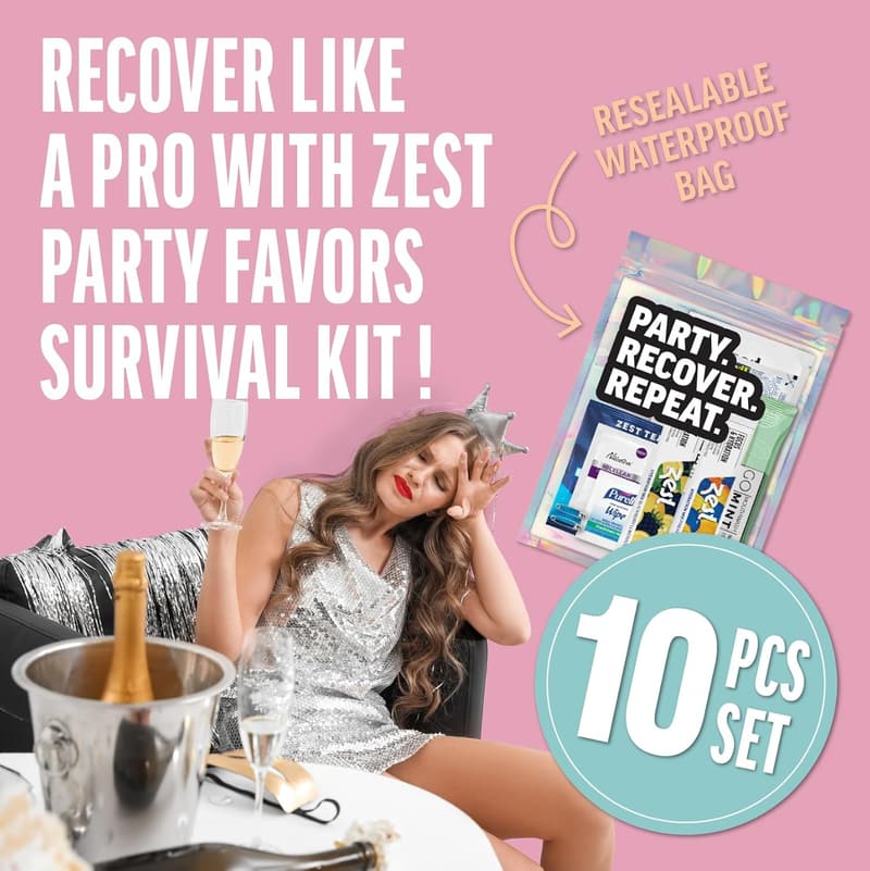 Hangover Recovery Kit - 10-Piece Party Favor Set