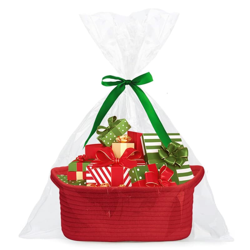 Red Woven Rope Toy Storage Basket for Baby and Pet
