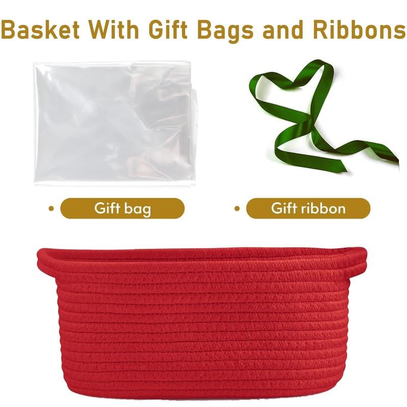 Red Woven Rope Toy Storage Basket for Baby and Pet