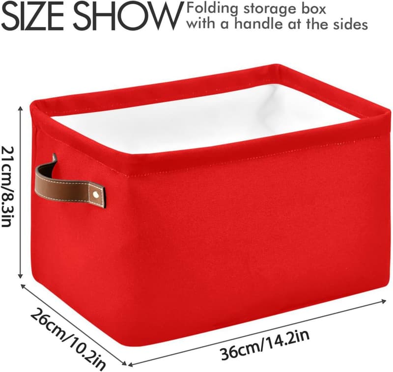 Large Red Canvas Storage Basket Set - Durable, Collapsible Organizer