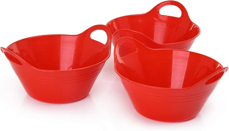 Red Snack Bowls with Handles – 970ml, 3-Pack