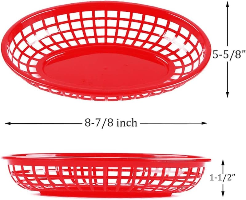 Colorful Plastic Fast Food Baskets - 48 Pack for Parties & Picnics