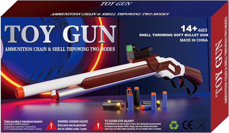 Birthday Lever-Action Toy Shotgun with Soft Bullets for Ages 8-12