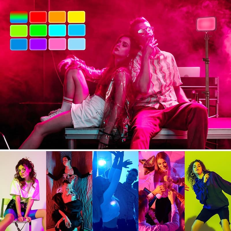 Adjustable RGB Video Lighting Kit with Tripod Stand for Streaming