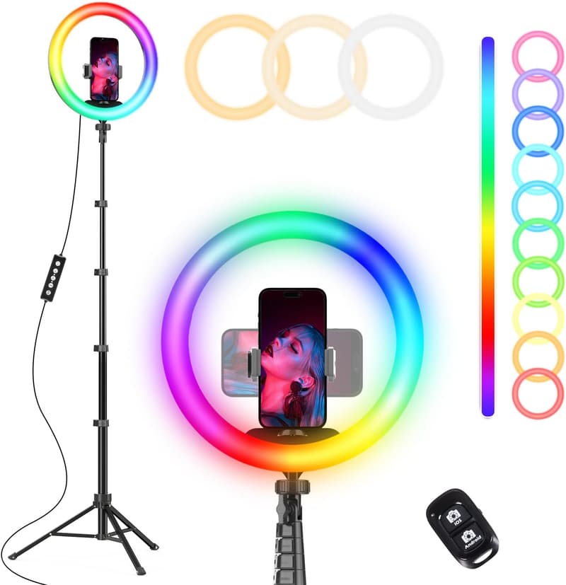 12” RGB Selfie Ring Light with Extendable Tripod & Remote