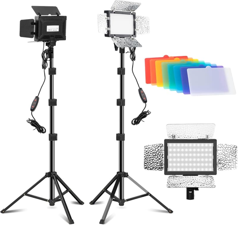 Adjustable USB LED Video Lighting Kit - 5600K, 9 Colors for Streaming